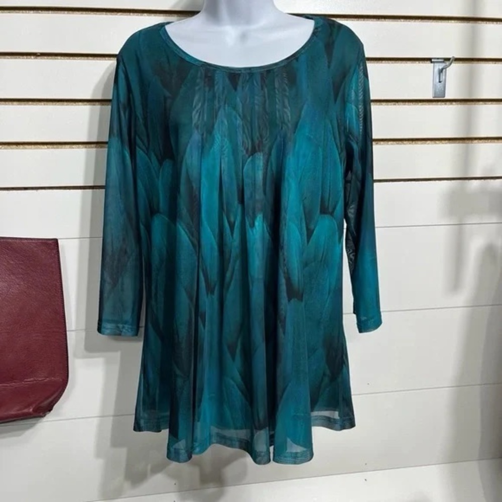 Teal Patterned Women's Top